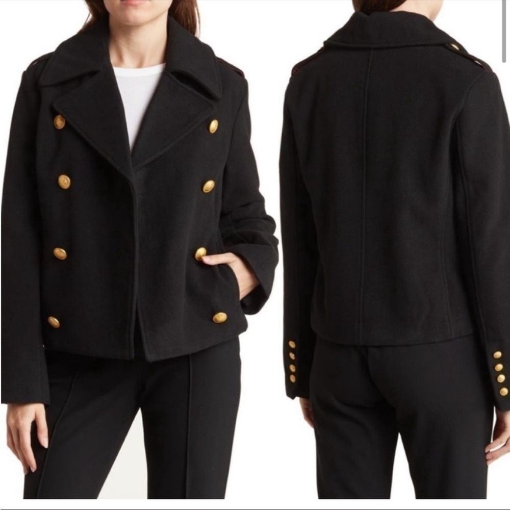 Rebecca Minkoff Black Peacoat With Gold Accents Sz S NWT